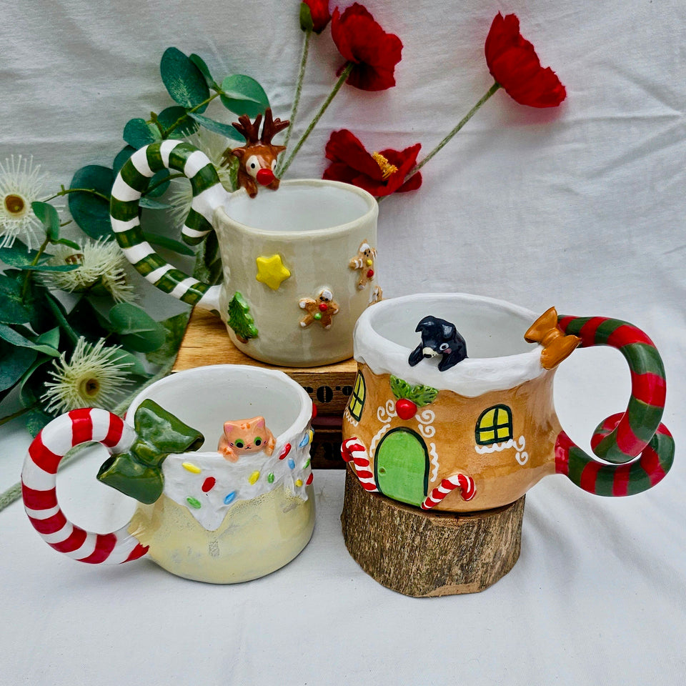 Ginger cat Candy cane Mug