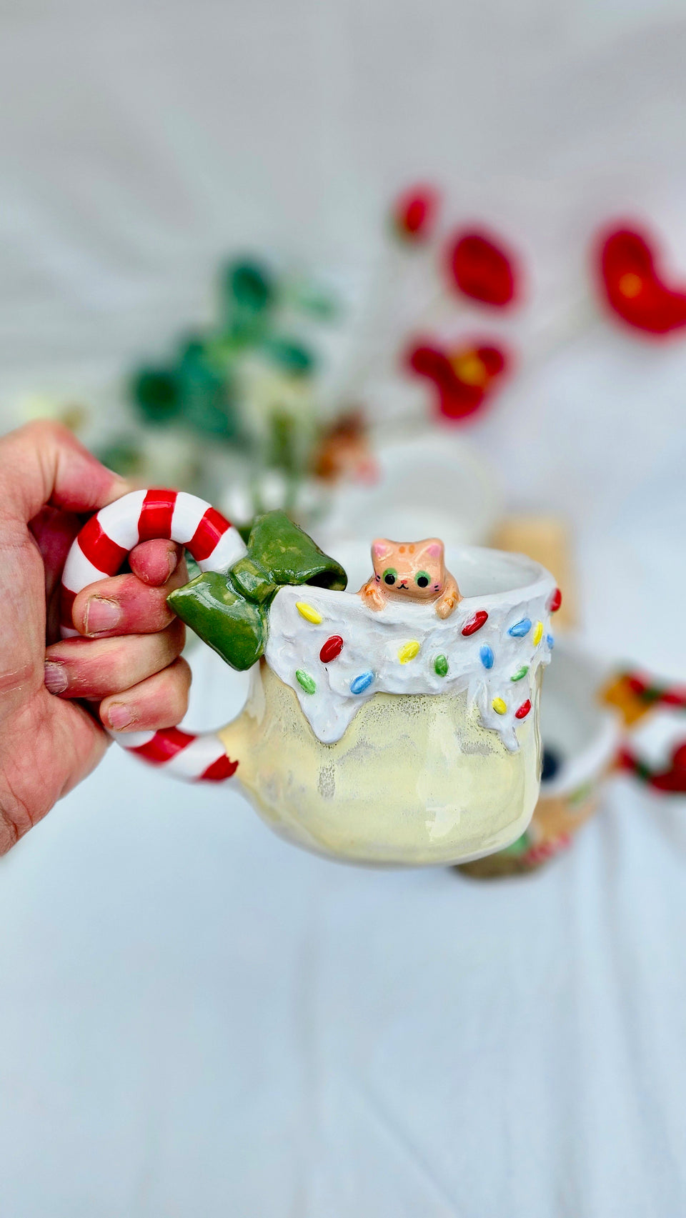 Ginger cat Candy cane Mug