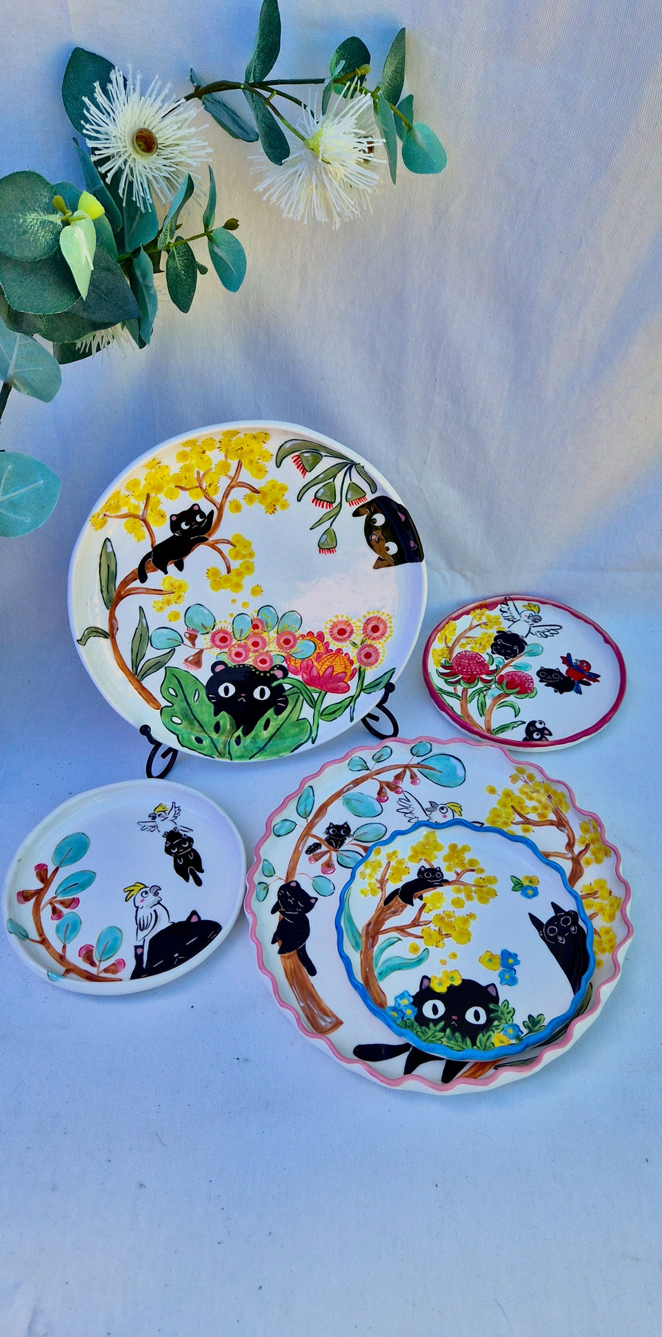Ceramic Plate Kawaii cats
