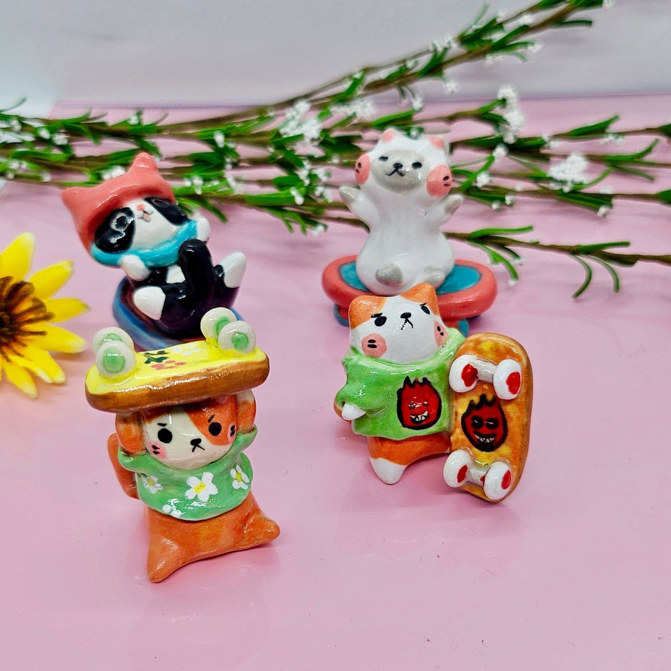 Cool Skater Cat Figurines - Koki Craft